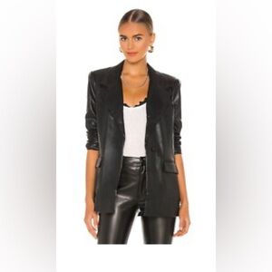 NWOT WeWoreWhat Black Downtown Faux Vegan Leather Blazer Jacket